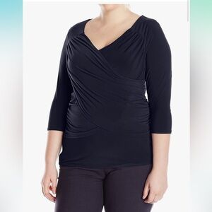 NWT B-Slim Cross-Front Pullover Top Elegant Black, Women's,‎ Size 2X